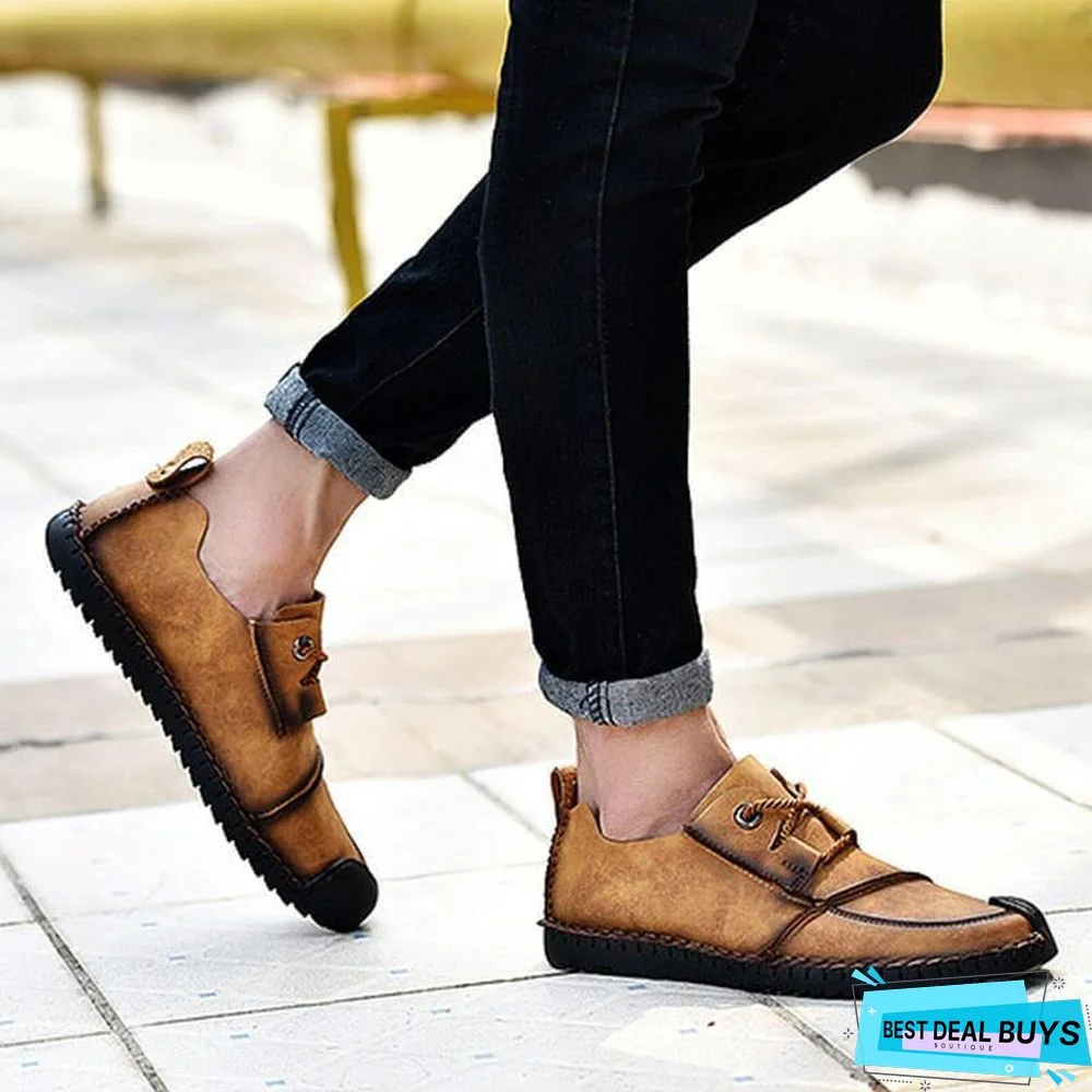 Men's Fashion Business Spliced Laced Casual Leather Shoes