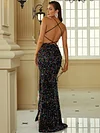 Evening Wrap Sequined Backless Dress
