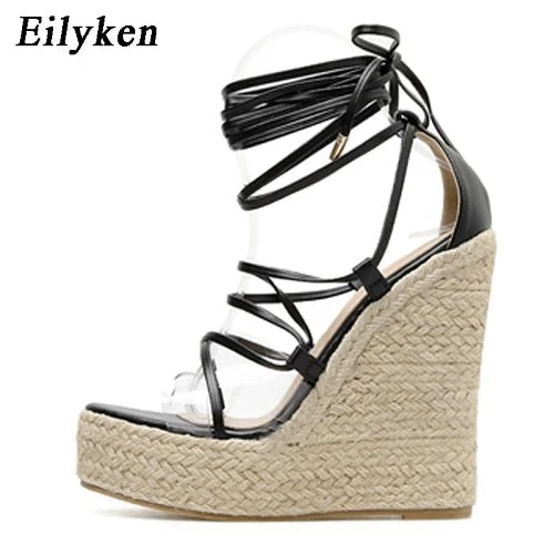Christmas Gift Fashion Summer Wedges Women Sandals Open Toe Ankle Strap Ladies Platform Wedges Sandals High heels Shoes size 35-42