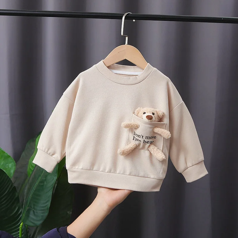 Spring Autumn Toddler Baby Girl's T-shirts Sweater Boy's Long Sleeve Tops Kids Sweatshirt Bear T Shirts Sport Children Clothing