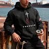 💥2025 New Arrivals!Men 1pc Letter Graphic Pocket Zipper Front Hoodie, For Fall