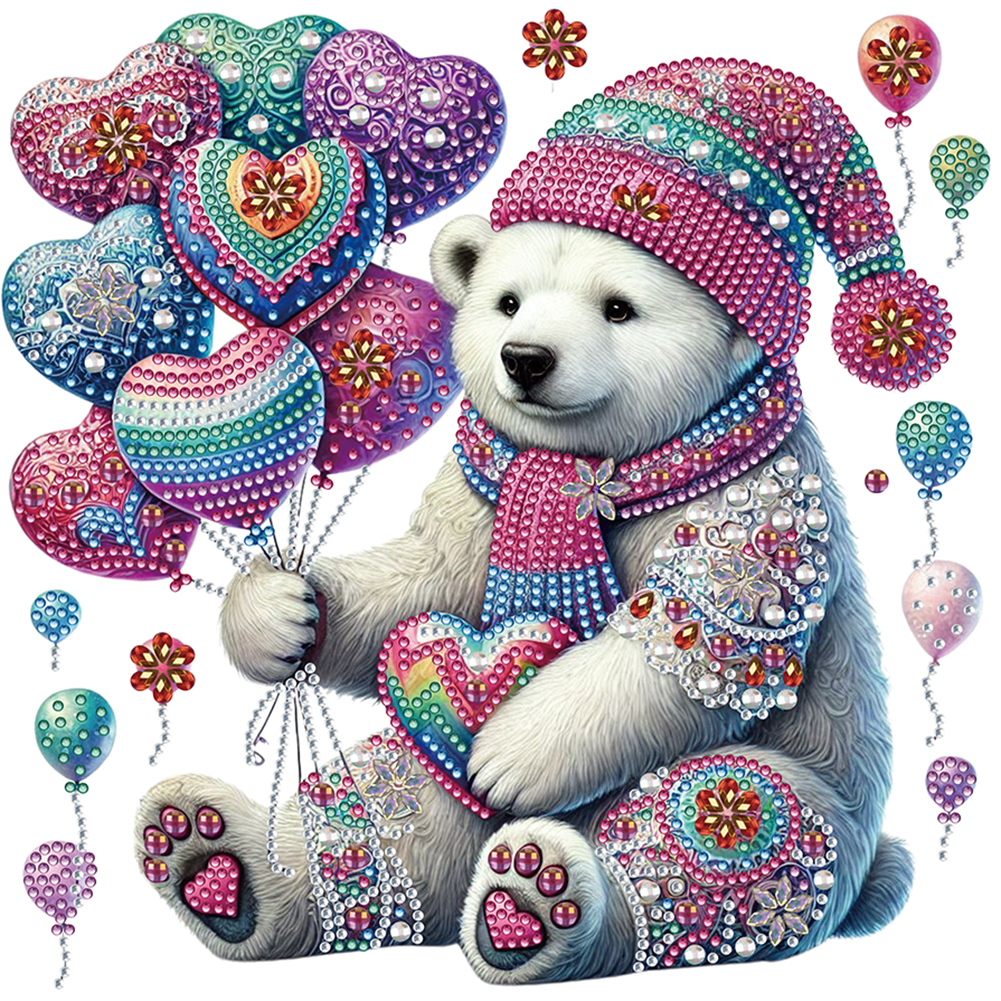 Mandala Pattern Polar Bear 30*30cm(canvas) special shaped drill diamond painting