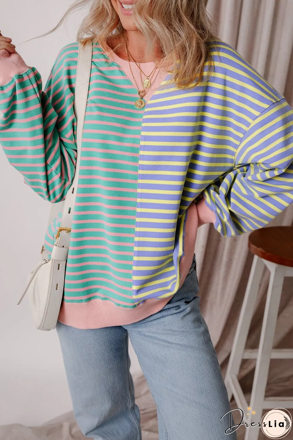 Casual Stripe Oversize Sweatshirt