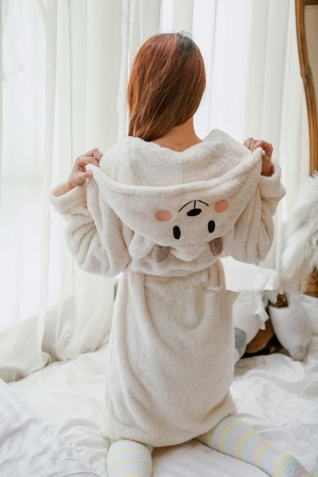 Kawaii Sheep Fleece Hoodie Pajamas Coat 