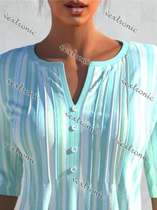 Women Half Sleeve V-neck Solid Color Dress