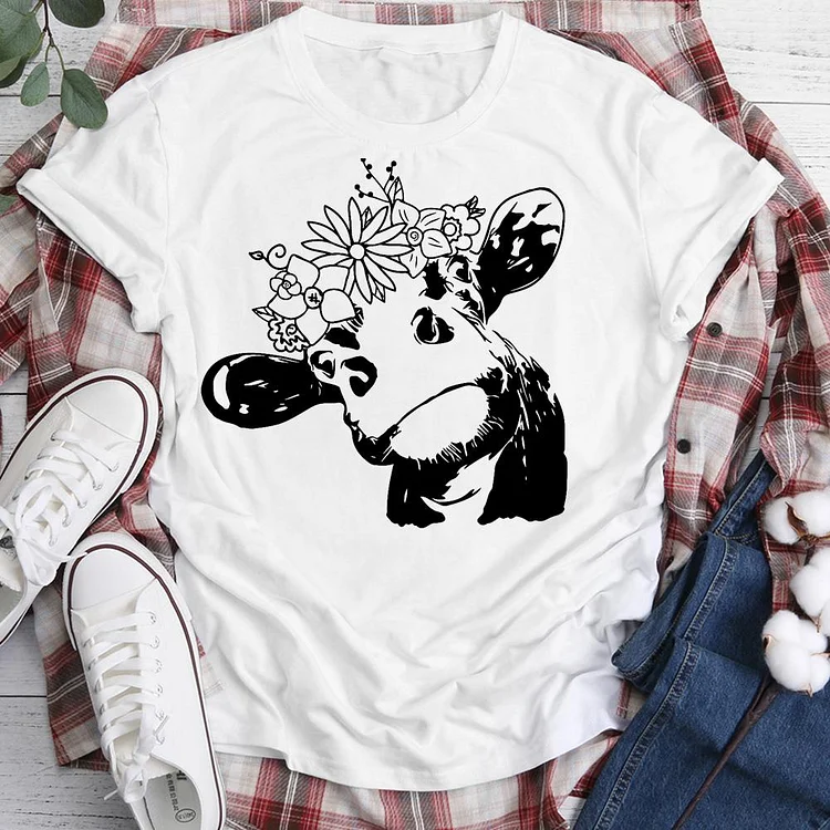 PSL - Cow With Flowers Heifer T-Shirt-05790