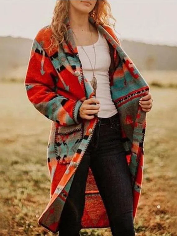 Mayoulove Printed women fashion coat-Mayoulove
