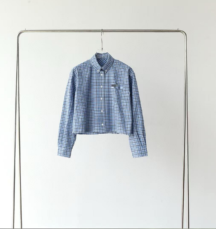 Blue Plaid Long Sleeve Women's Shirt  