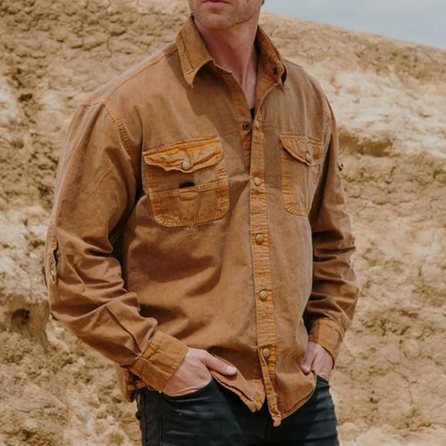 Men's Vintage Casual Long Sleeve Shirt Coat