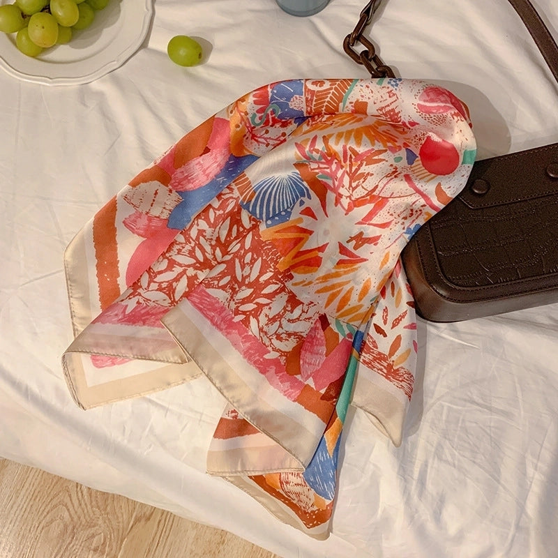 Women’s Retro French Style Polka Dots Cashew Nuts Satin Silk Scarf