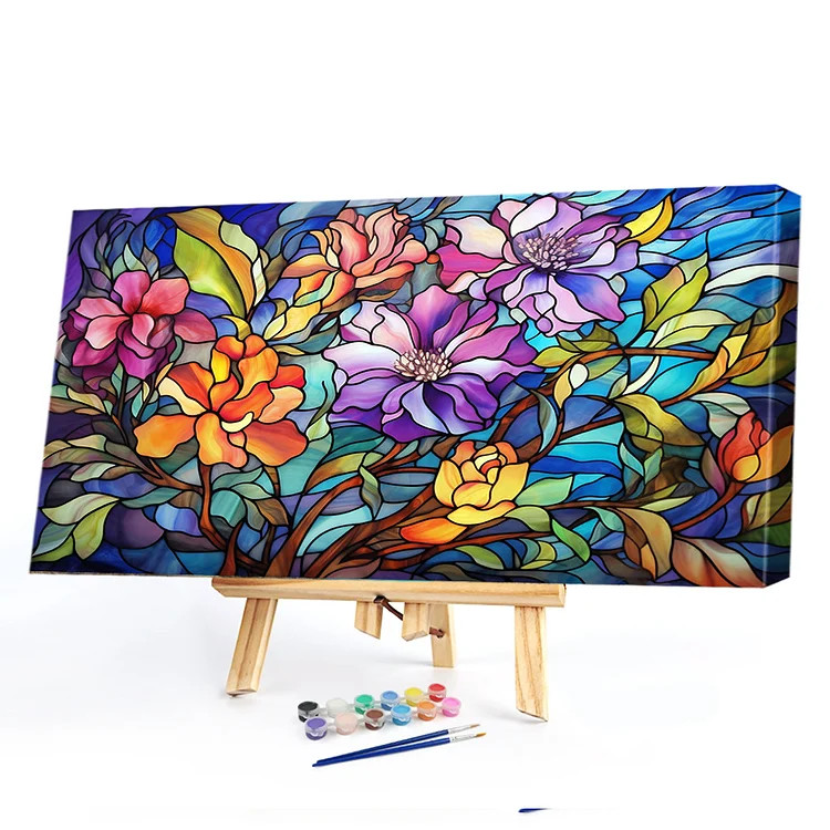 Oil Paint By Numbers - Glass Painting Pansy - 60*40CM
