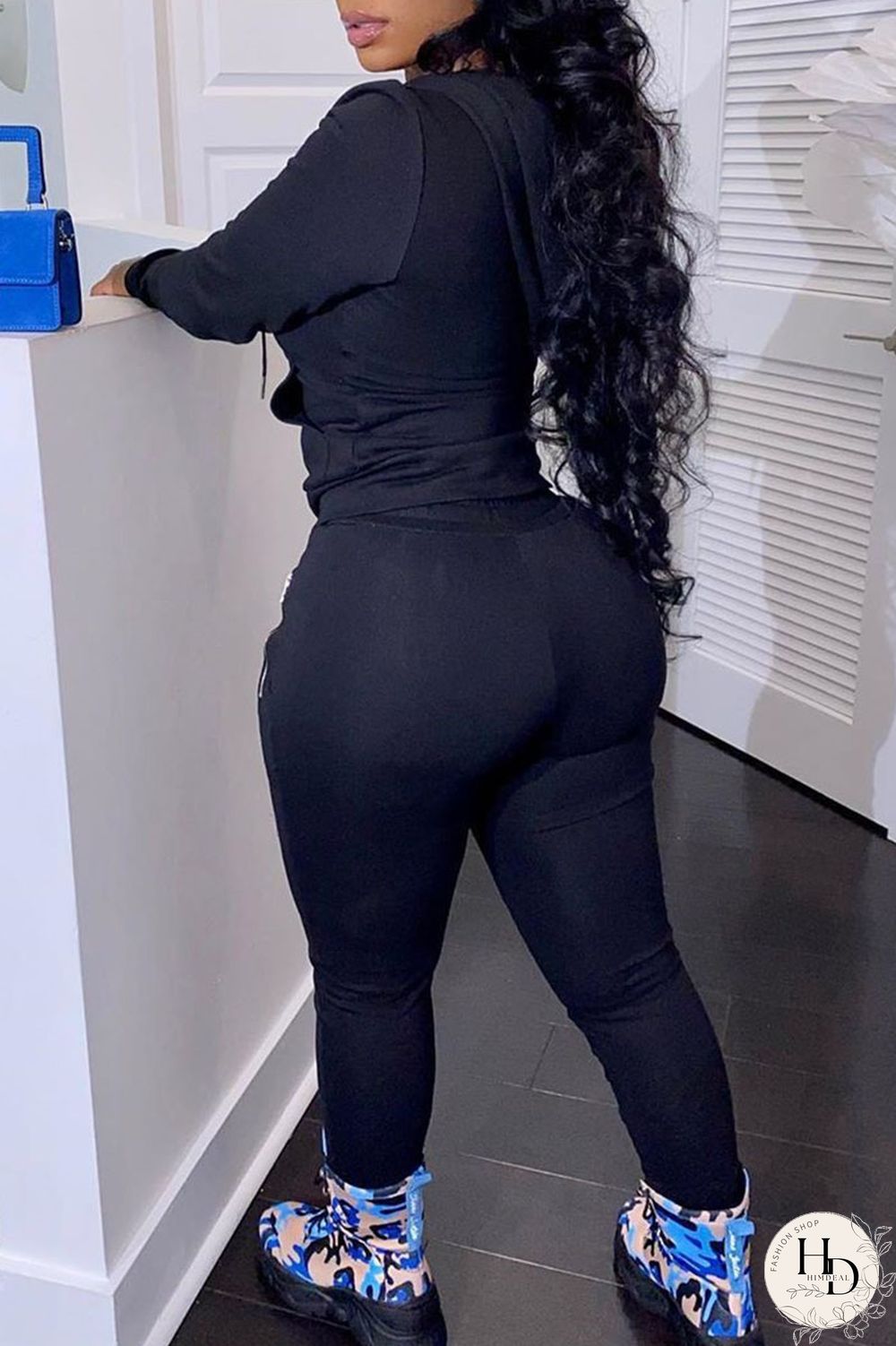 Red Casual Solid Split Joint Zipper Hooded Collar Long Sleeve Two Pieces