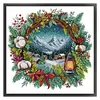 Winter Scene With Wreath-14CT Stamped Cross Stitch 36*36cm/14.17*14.17in tapestrymarket