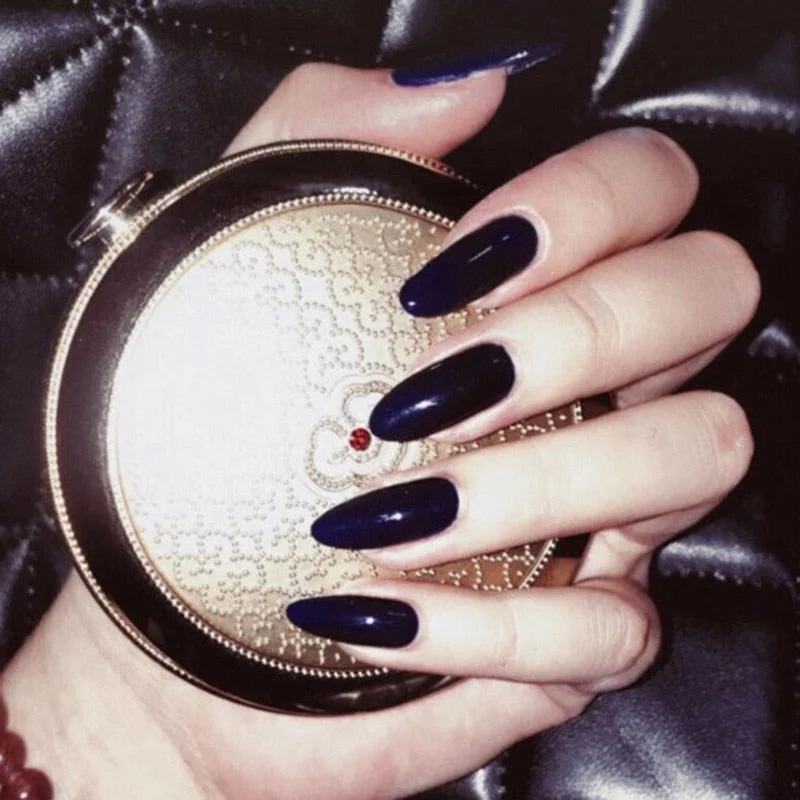 24pcs Pure Black Wear Long Paragraph Fashion Manicure Patch False Nails Save Time Wearable Nail Patch SANA889-Nail Inspo