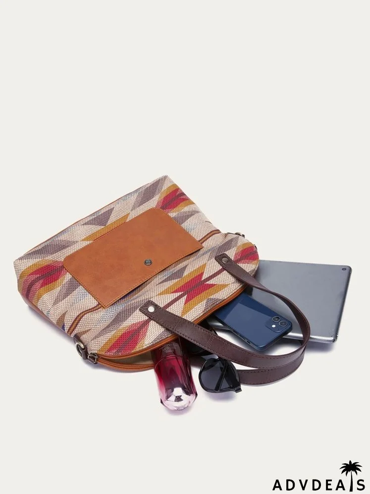 Geometric Print Tote Bag