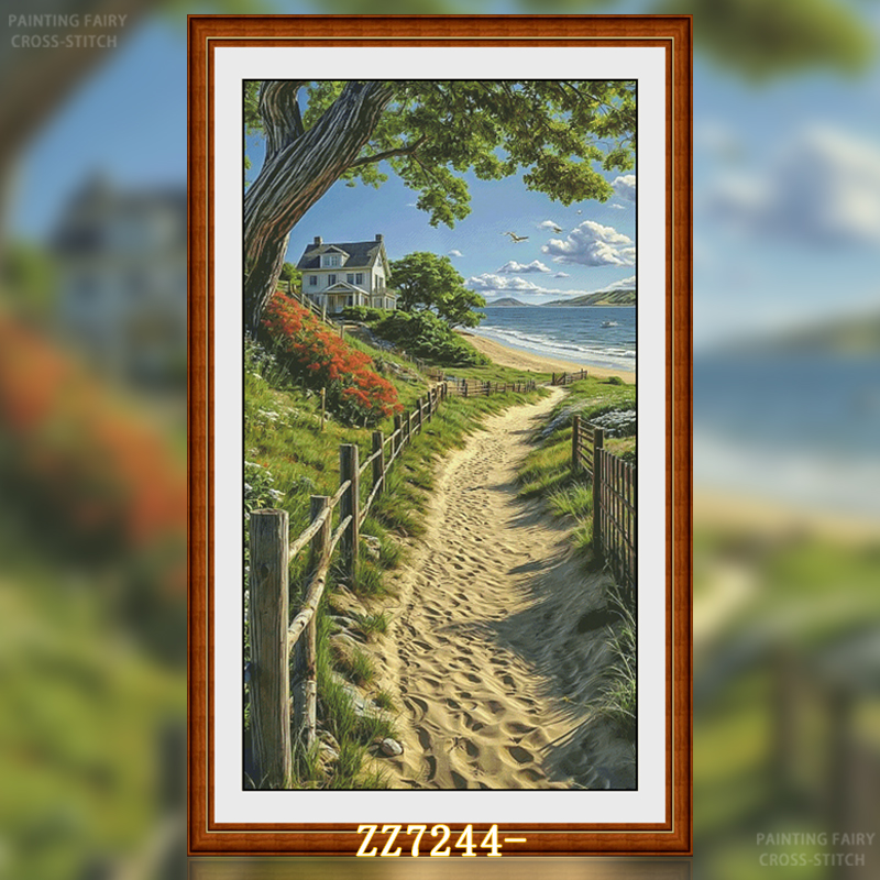 [ZZ7244-Beach House]  Painting Fairy Cross Stitch