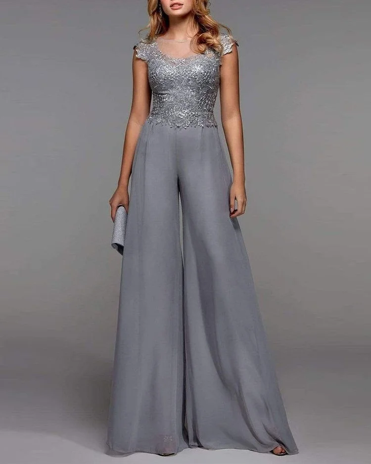 CHIFFON LACE JUMPSUIT MOTHER OF THE BRIDE