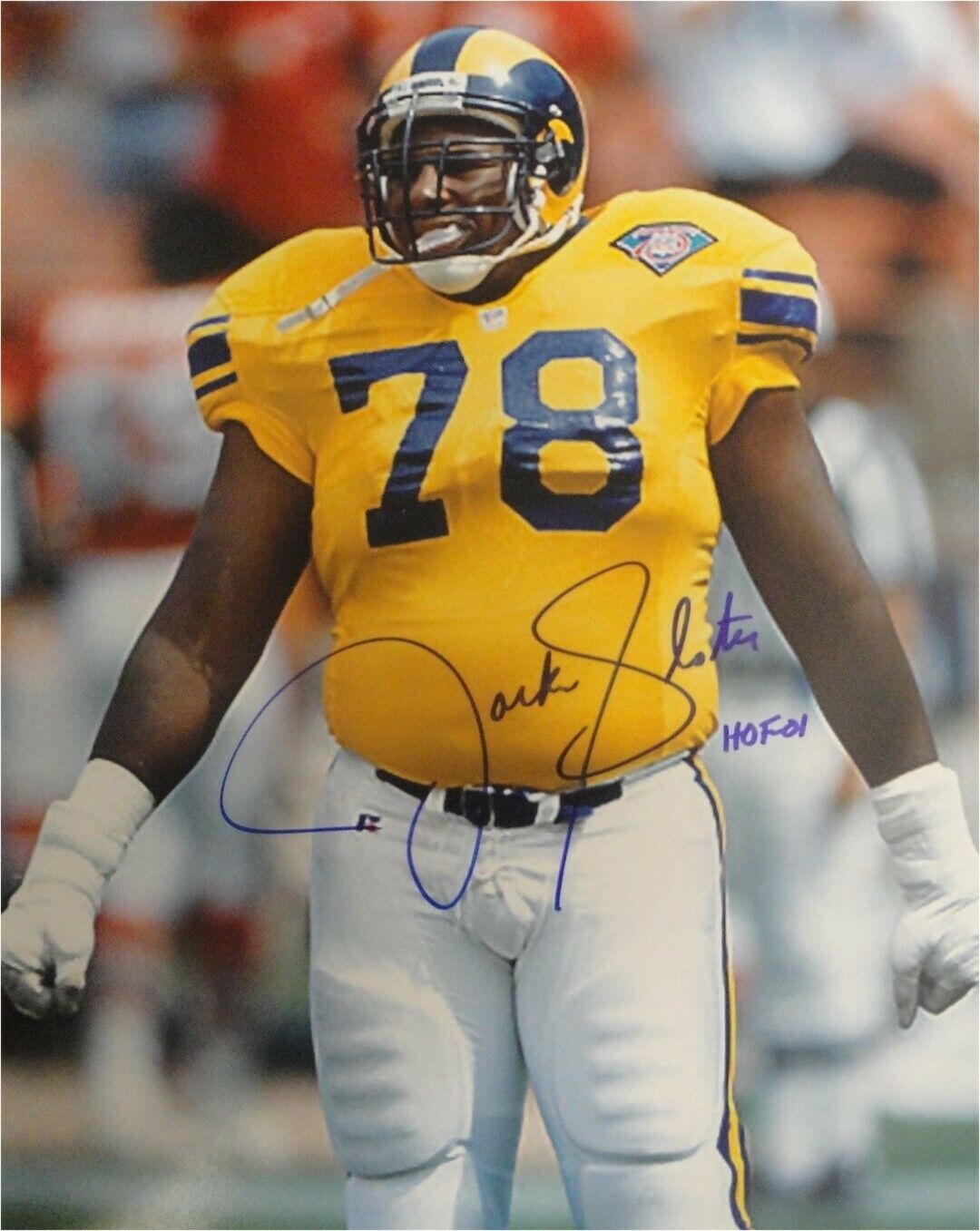 Jackie Slater Hand Signed Autographed 16x20 Photo Poster painting Los Angeles Rams HOF 01 Yellow