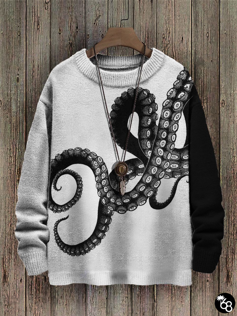 Dark Octopus Contrast Color Knit Sweater | 168DEAL