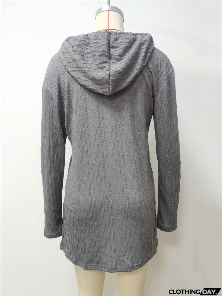 Rhombus Jacquard Trendy Hooded Knit Dress for Women