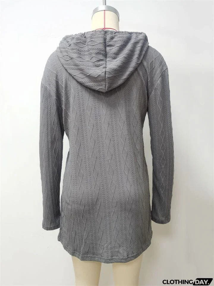 Rhombus Jacquard Trendy Hooded Knit Dress for Women