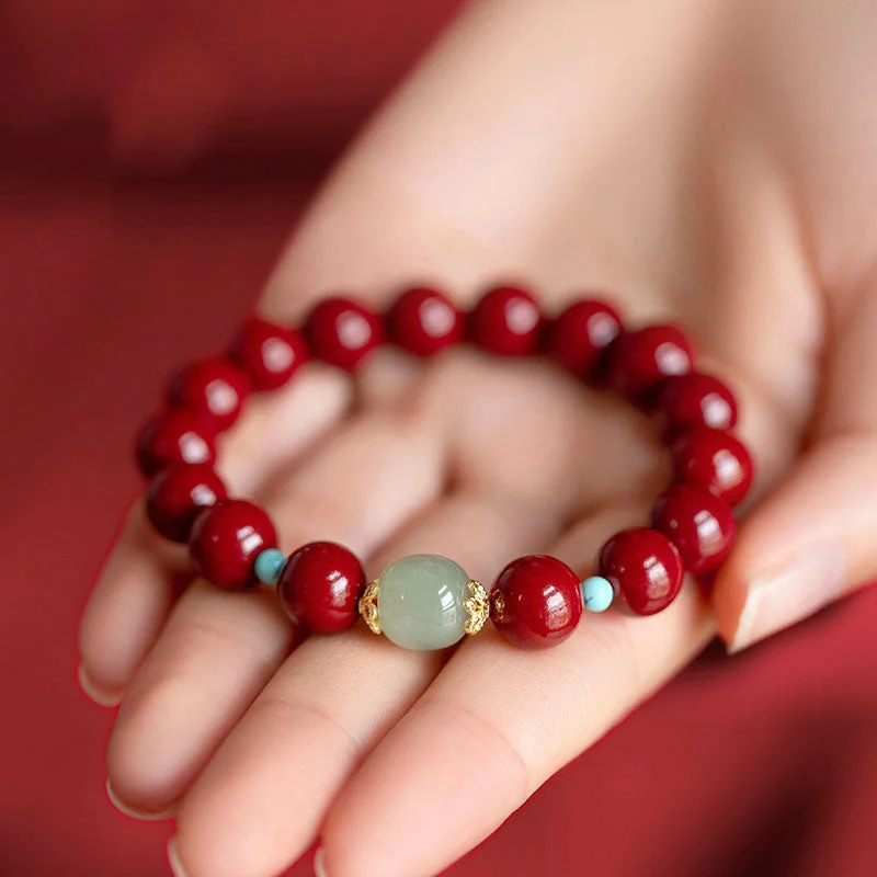 Cinnabar Green Aventurine Fortune Luck Bracelet
