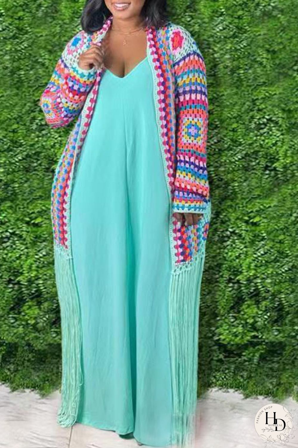 Cyan Sexy Solid Patchwork Spaghetti Strap Straight Plus Size Dresses