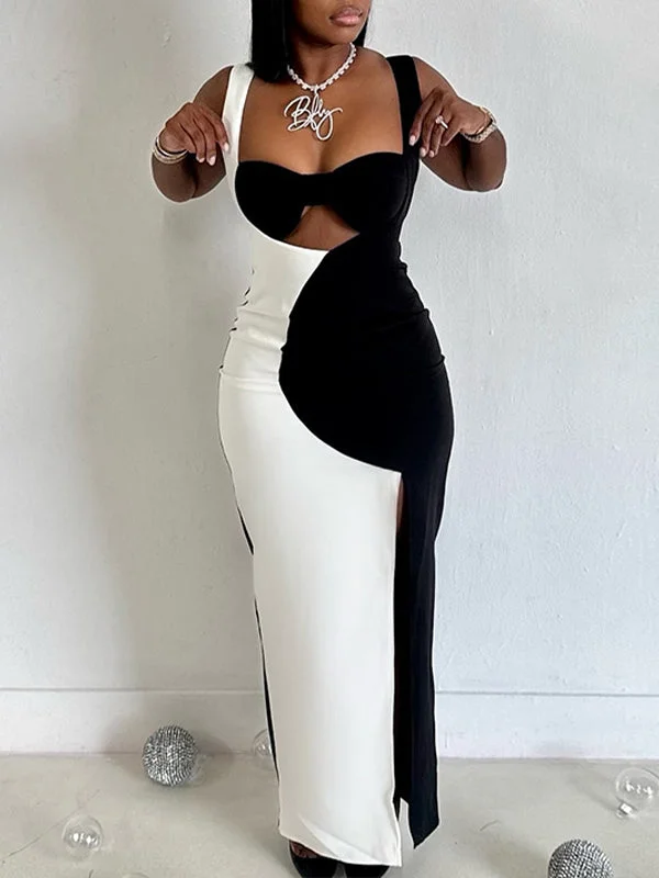 Two-Tone Sleeveless Dress