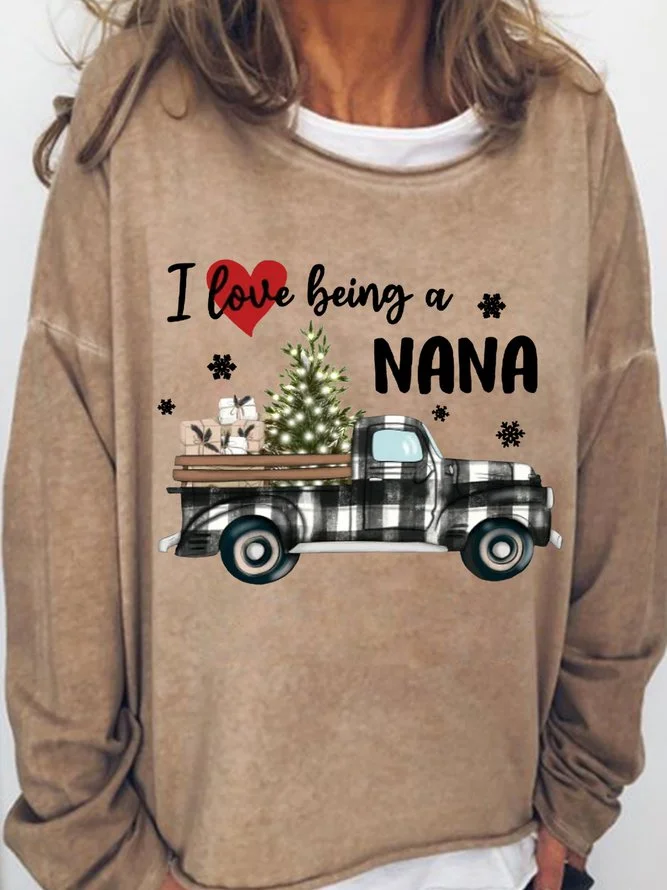 Long Sleeve Crew I Love Bing A Nana Casual Sweatshirt
