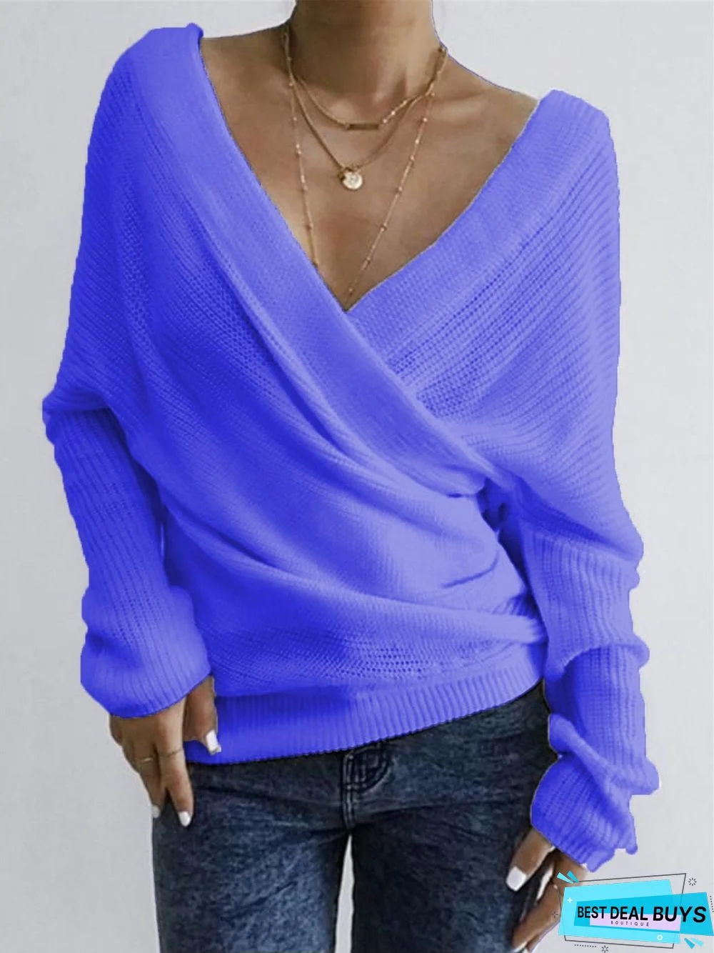 Women Casual Tops Tunic V Neck Sweater