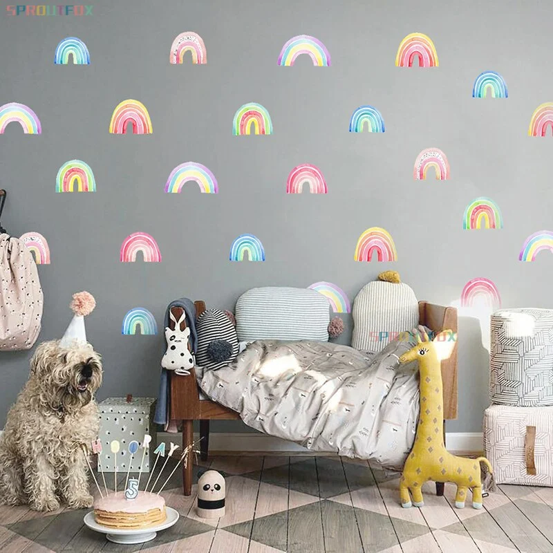 Colorful Rainbow Wall Stickers For Children's Room Photo Wallpaper Decor On Wall In Bedroom Nursery Stickers