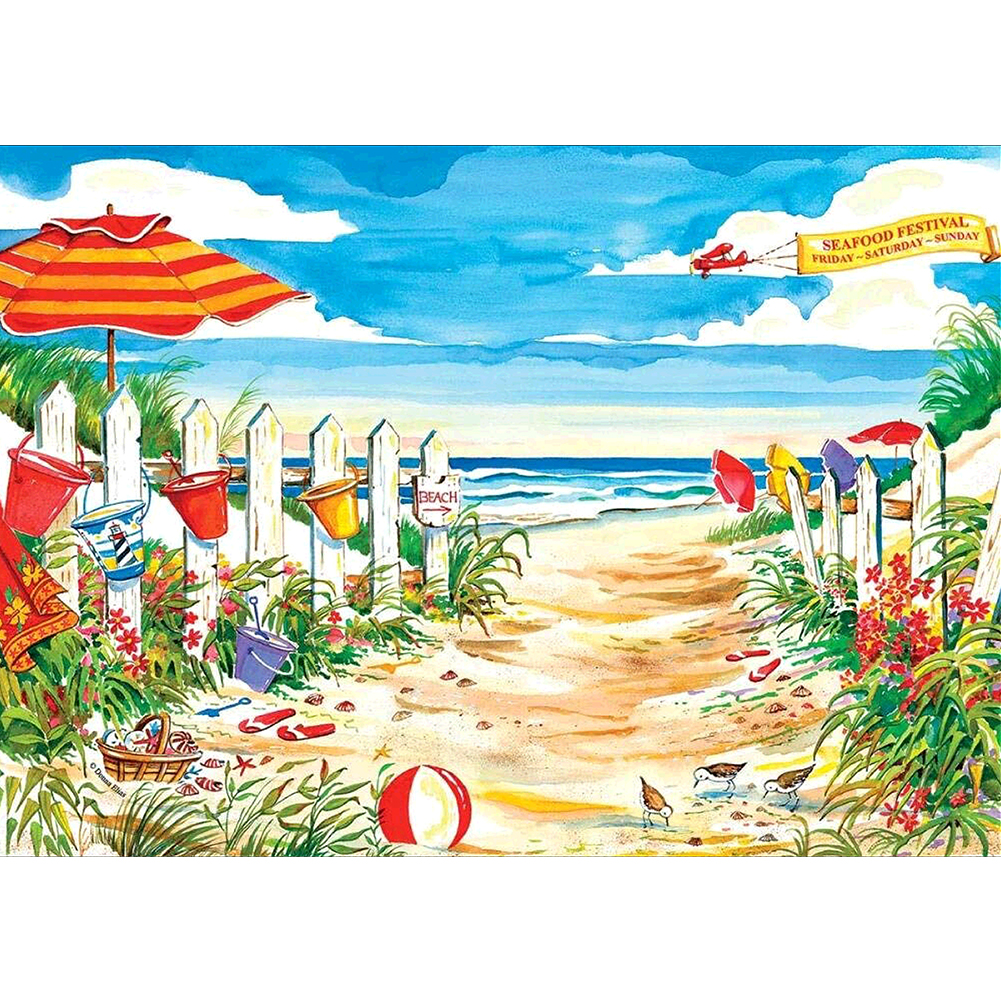 

40*30CM - Round Drill Diamond Painting - Quiet Beach, 501 Original