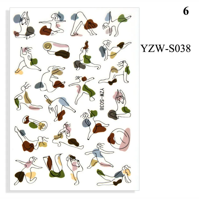 1 Sheet Human Face Nail Stickers And Decals 2021 Nail Art Decorations Set Geometric Pattern Dried Flowers Sliders For Nails Art-Nail Inspo