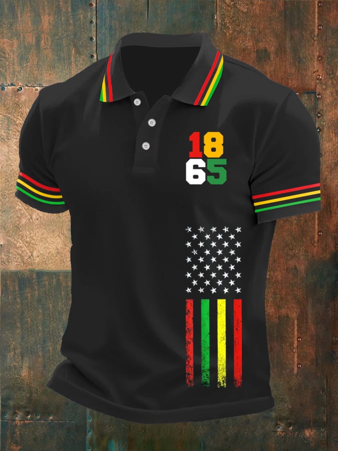 Men's 1865 Juneteenth Printed Casual Polo Shirt 