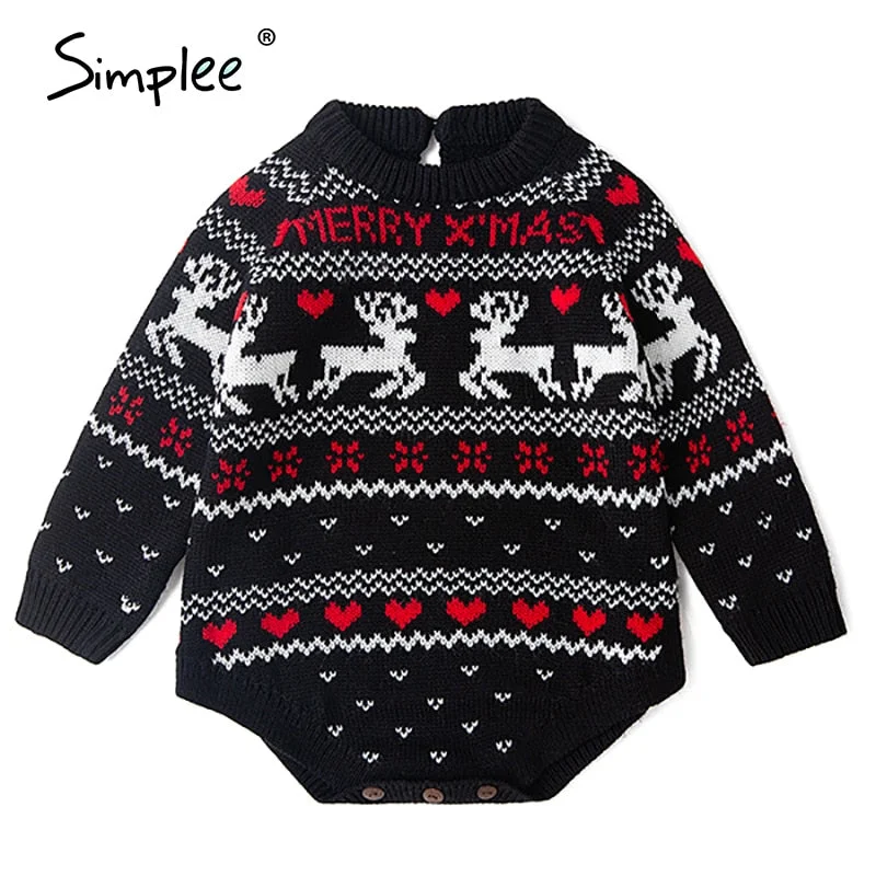 Simplee O-neck Fashion Christmas sweaters women long sleeve Autumn winter deer print knitted female pullover Chic ladies sweater