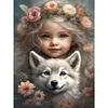 Diamond Painting-DIY Full Round Drill Cute Pet Girl