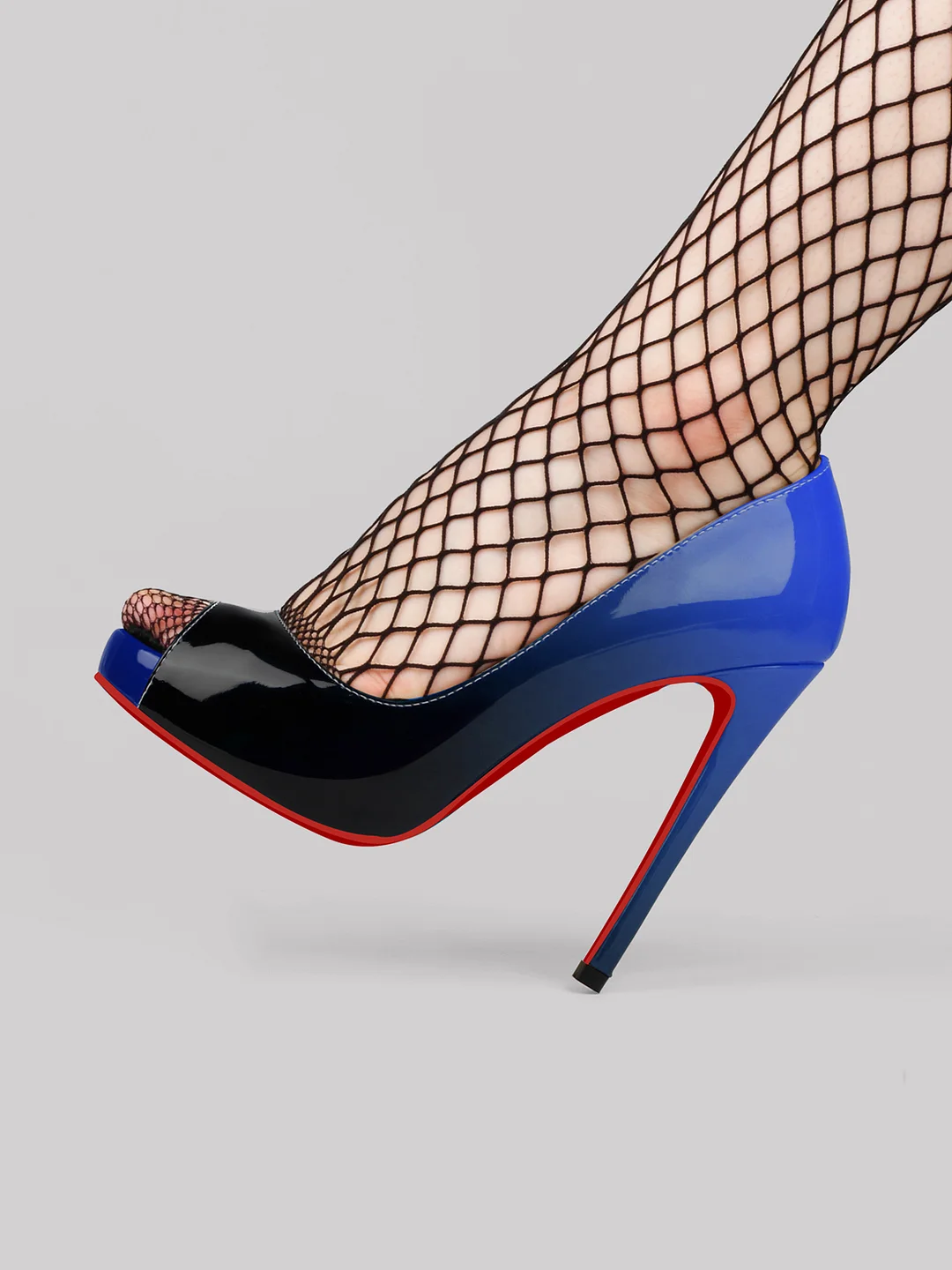 120mm Women's Peep Toe Platform Heels Red Bottom Party Wedding Pumps Patent Gradient Shoes