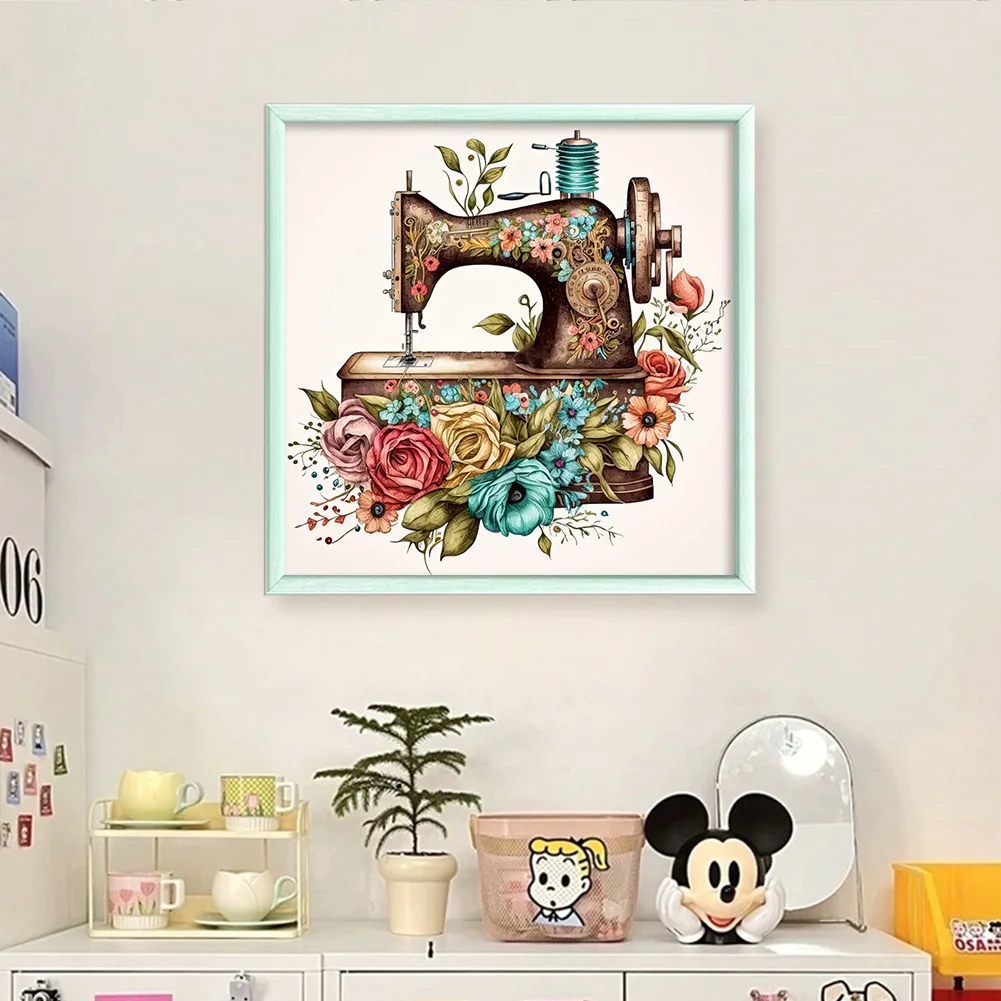 14CT Full Counted Cross Stitch - Sewing Machine(Canvas|40*40CM)