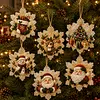 6 Pcs Christmas Wooden Ornaments DIY Pearls Diamond Painting Kit Rhinestone Art Pendants with Hemp Rope for Holiday Tree Decor