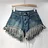 Chic Distressed Denim Shorts for Women - Spring-Summer 2025 Zara Style with Rhinestone Chains