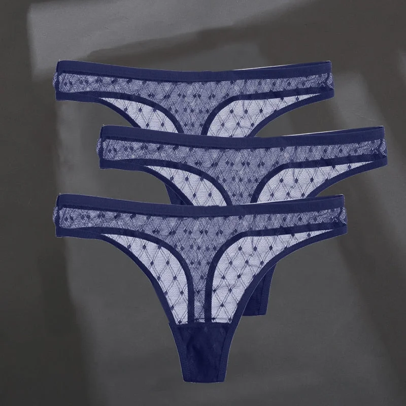3PCS/Set Women's Panties Sexy G-String Perspective Woman Thong Low-waist Underpants Hollow Out T-back Female Underwear Lingerie