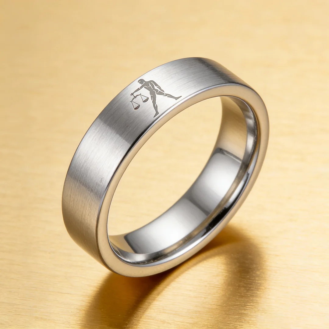 Men Women Sliver Libra Tungsten Carbide Rings Couple Wedding Band Flat Top Comfort Fit 4MM 6MM 8MM