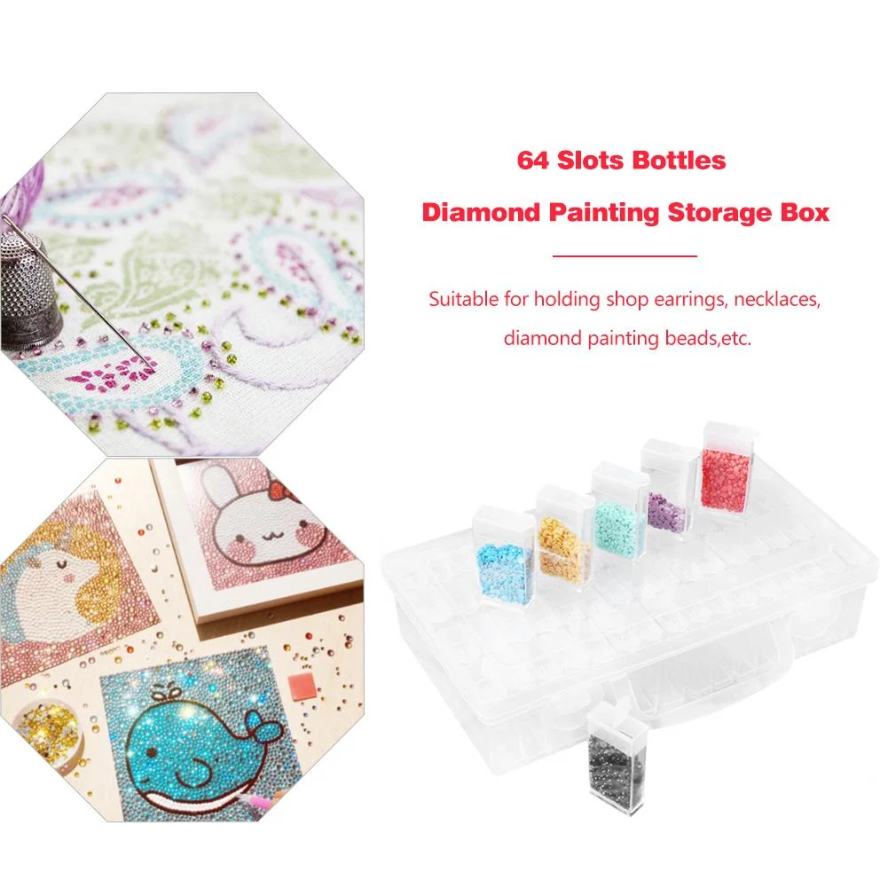 64 Grids Clear Plastic Diamond Storage Box DIY Diamond Painting Drill Case