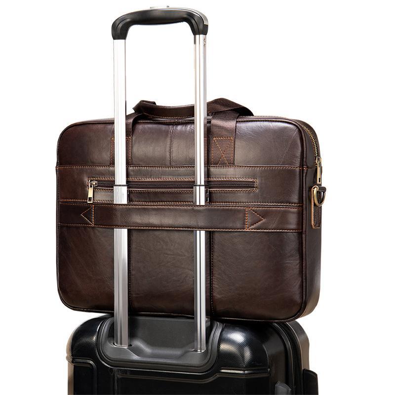 Practical Leather Briefcase Handbag Business Crossbody Bag With Unique Insert Design