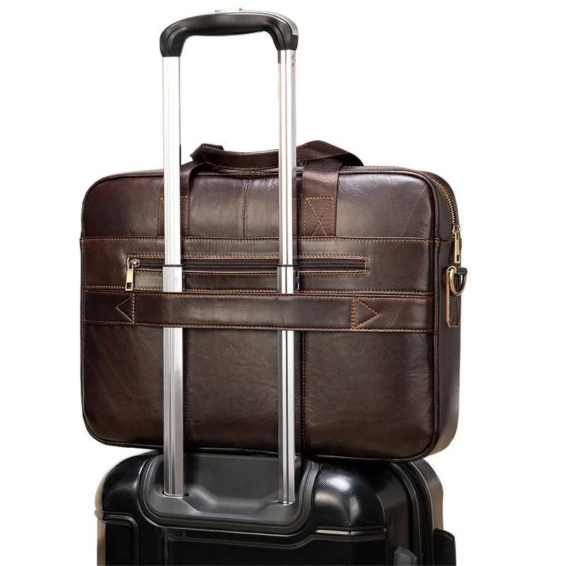 Practical Leather Briefcase Handbag Business Crossbody Bag With Unique Insert Design