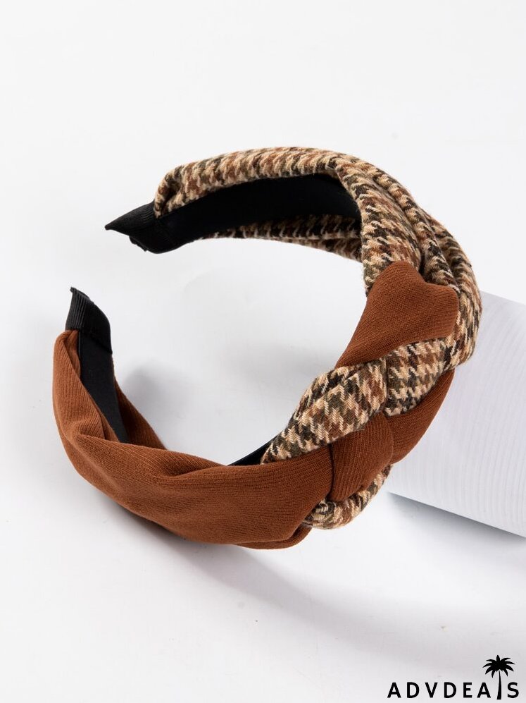 Houndstooth Print Wide Headband