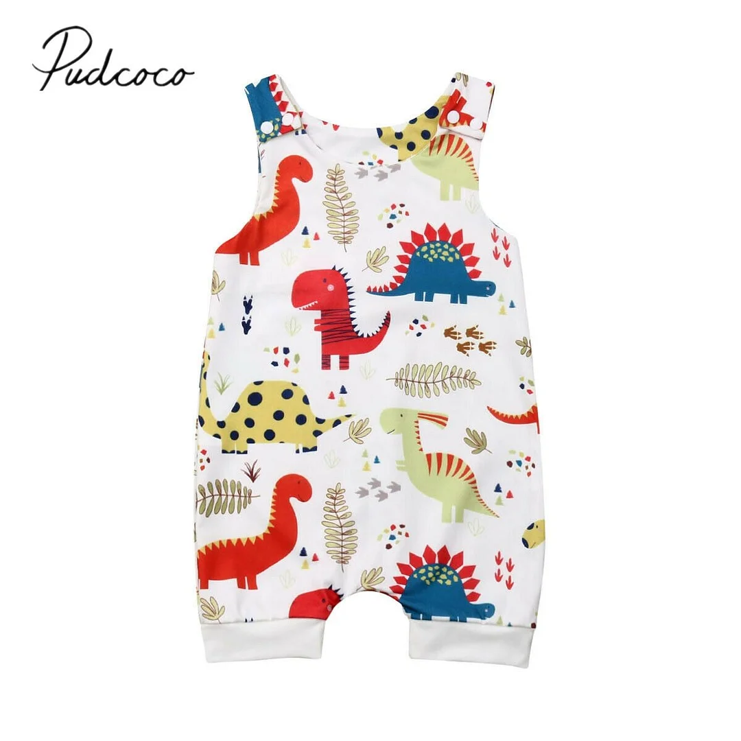 2019 Baby Summer Clothing Newborn Infant Baby Boy Girl Cotton Dinosaur Romper Jumpsuit Clothes Outfits Colorful Sunsuit 0-24M