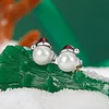 Christmas Hat Pearl Stud Earrings 925 Sterling Silver 