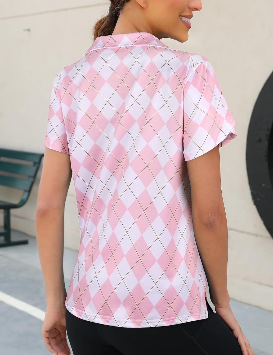 Womens Golf Polo Shirts 1/4 Zip Up Overlap Short Sleeve Quick Dry Workout Tops