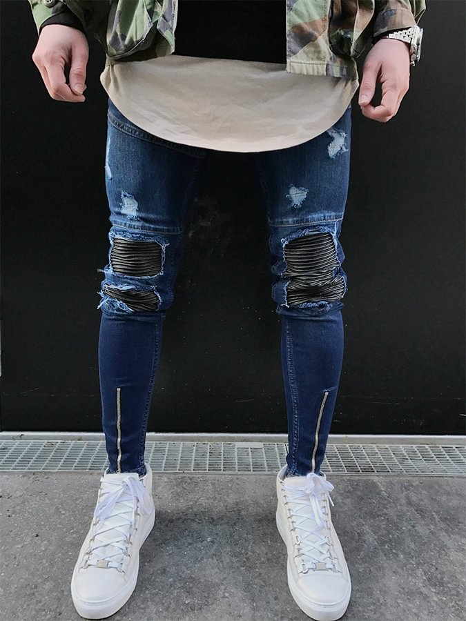 Men Ripped Washed Jeans